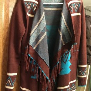 Aztec, western and fringe sweater